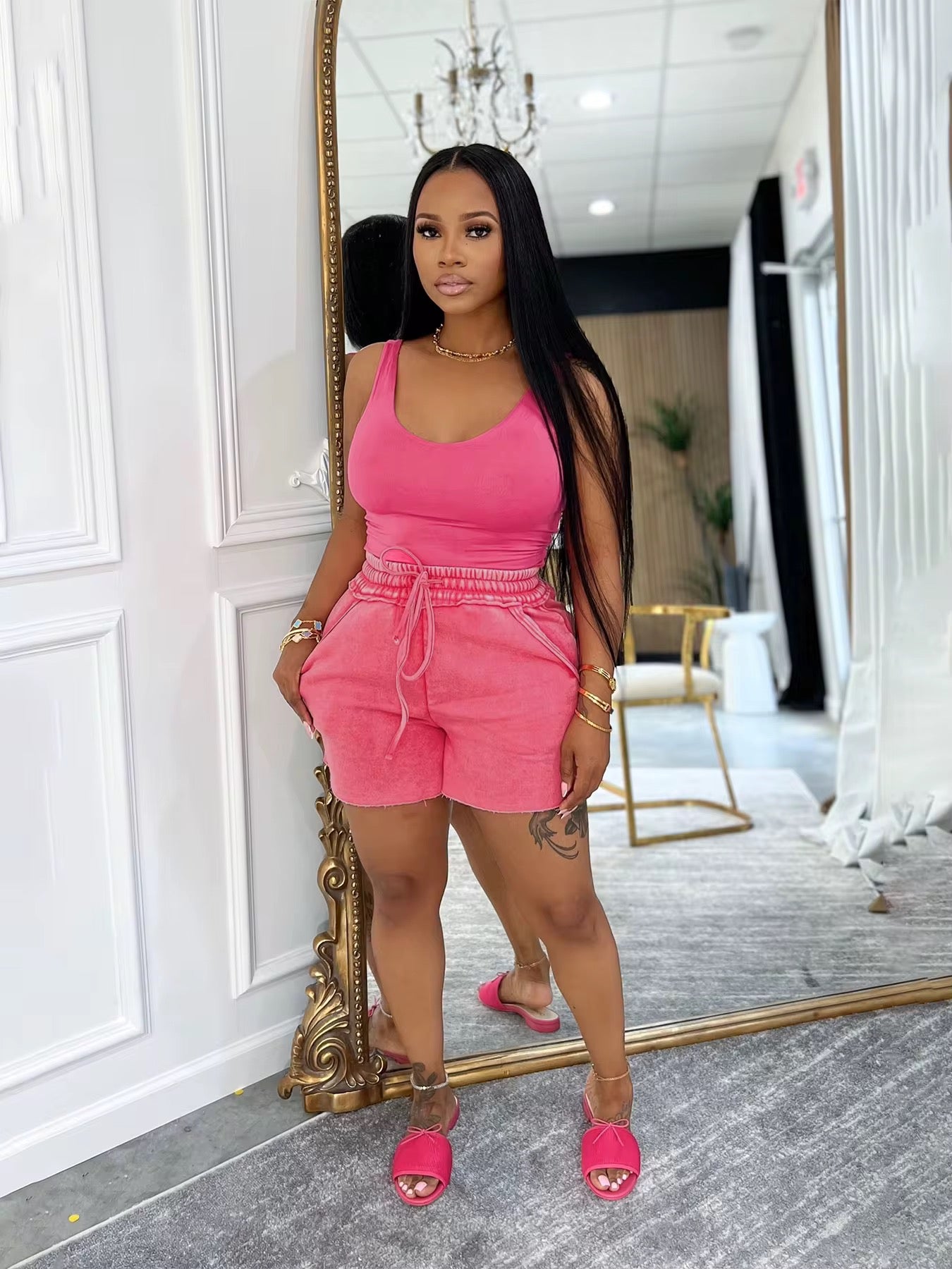 “Cotton Candy Luxe” Lounge Set – Hot Pink